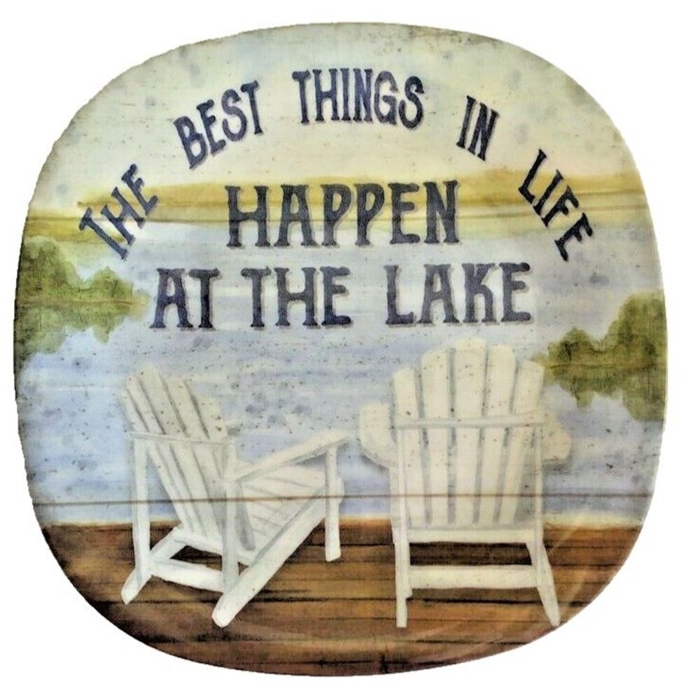 Certified International Cabin Lake Melamine Plates 8.5" Set of 4 Camp Adirondack